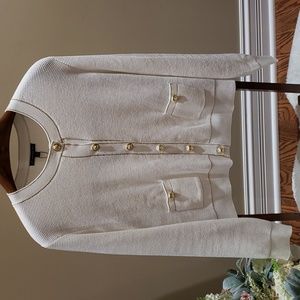 Nwt Adrianna Papell white sweater with gold buttons